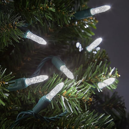 24 ft 70 Count M5 LED Cool White Christmas Lights, Green Wire Indoor/Outdoor Commercial Grade Mini String, Holiday Lighting