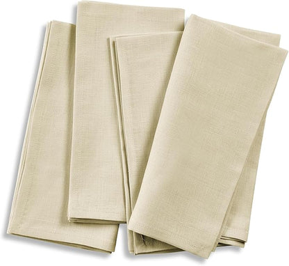 Solino Home Linen Napkins Set of 4-100% Pure Linen Birch Dinner Napkins Cloth 20 x 20 Inch for Fall, Autumn - Fete, Handcrafted and Machine Washable