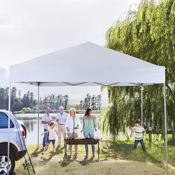 PHI VILLA Outdoor Pop up Canopy 10'x10' Tent Camping Sun Shelter-Series Party Tent, 100 Sq. Ft of Shade (White)