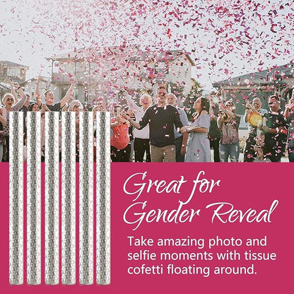BATTIFE It's a Girl, 30Pack Gender Reveal Confetti Sticks, Tissue Paper Confetti Flick Flutter Wands for Baby Girl Shower, Wedding, Birthday Party Supplies Decoration, Shoot Poppers, 14inch Pink