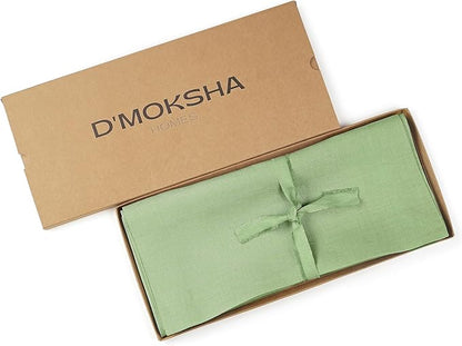 D'Moksha Homes Linen Sage Green Table Runner 120 Inches Long - 100% Pure Linen Dining Table Runner 14 x 120 Inch for Winter, Christmas, Holiday - Machine Washable