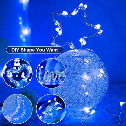 Fairy Lights,Silver Wire String Lights Waterproof,Battery Operated 7FT 20LED Firefly Starry Moon Lights for DIY Christmas Wedding Party Bedroom Decor (Blue, 12 Pack)
