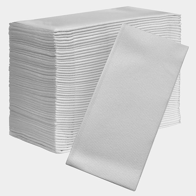 AMERICAN HOMESTEAD Paper Napkins - Silver Disposable Linen-Like Dinner Napkins - Restaurant-Quality Table Serviettes for Weddings, Parties, and Events - 15.75" x 15.75" - 50 Count