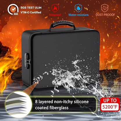 ENGPOW File Organizer Bag with 13 Pocket Accordion File Folder, Fireproof Document Organizer with Lock& Labels,Multi-Layer Portable Home Travel Safe Storage Box for Important Documents,Files and More