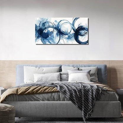 WVMAPTA Blue And White Pictures Wall Decor For Living Room Abstract Wall Art For Office Minimalist Prints Wall Art For Bedroom Size 20 x 40 Inch