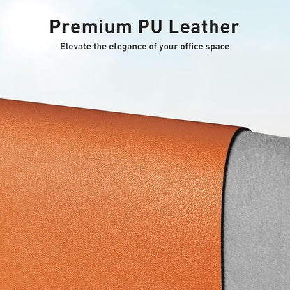 Aothia Faux Leather Desk Mat - Non-Slip PU Leather Desk Blotter, Waterproof Writing Surface, Large Desk Pad for Office & Home (Orange, 55" x 24")