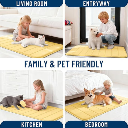 OLANLY Memory Foam Long Bathroom Rugs Runner 70x24, Super Soft Absorbent Bath Mat, Quick Dry, Machine Washable Shower Floor Rugs, Bathmat Carpet, Bathroom Home Decor Accessories, Yellow