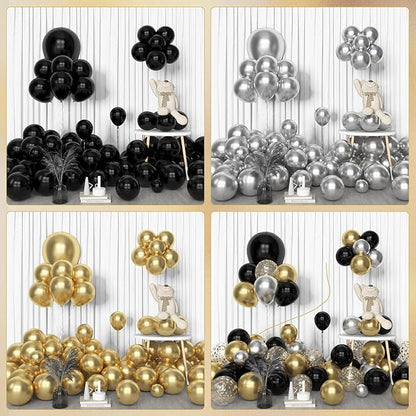 Amandir 153pcs Black and Gold Balloons Arch Garland Kit Different Sizes 18 12 10 5inch Latex Metallic Gold Confetti Balloons for Birthday New Year Decorations Party Supplies