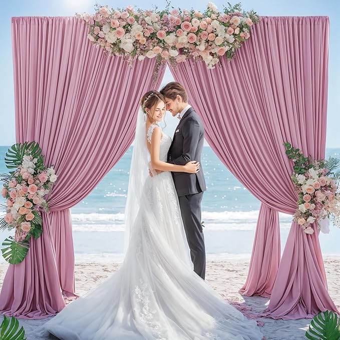 10x10 Dusty Pink Backdrop Curtain for Parties Wedding Wrinkle Free Pink Photo Curtains Backdrop Drapes Fabric Decoration for Birthday Party Baby Shower 5ft x 10ft,2 Panels