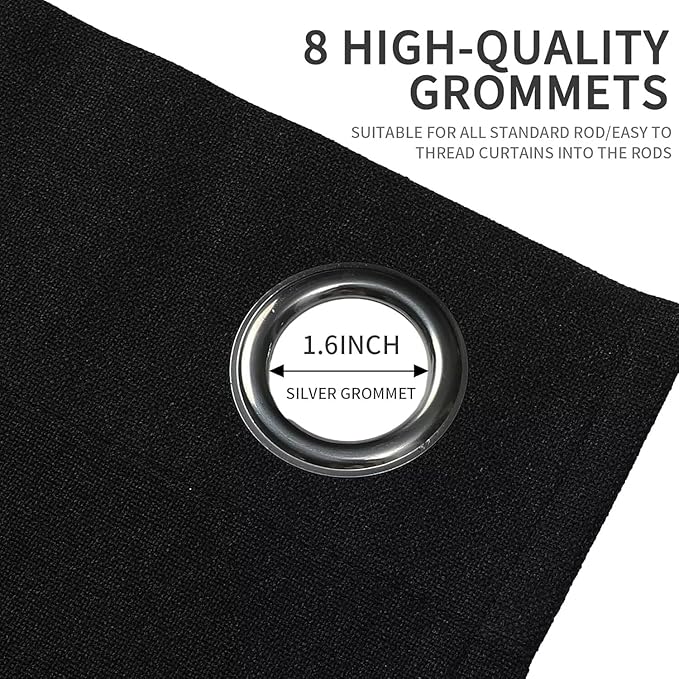 Joydeco Blackout Curtains 84 Inch Length, 1 Panel for Bedroom, Thermal Insulated Linen Black Out Curtains with Grommets (100x84)