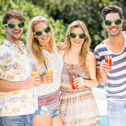 NEBURORA 6 Pack Green Neon Sunglasses Bulk Retro Colorful Party Glasses for Adult Men Women Birthday Wedding Summer Beach Pool Party Supplies