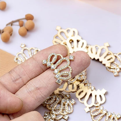 30PCS Crown Rhinestone Jewelry Embellishment for DIY Handmade Hair Accessories Sneakers, Clothes, Party Decorations Gift Box ，Dress，Rhinestone Alloy Appliques Decorative Home Decor (Gold)