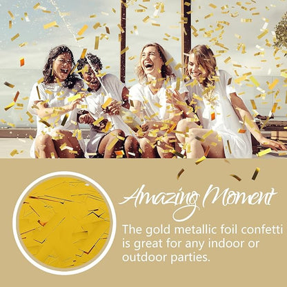 BATTIFE Confetti Wands, 7.8inch Confetti Shoot Poppers, Tissue Paper Flick Flutter Sticks for Wedding Celebrations, Anniversary, Birthday Parties, Gold (16Pack)