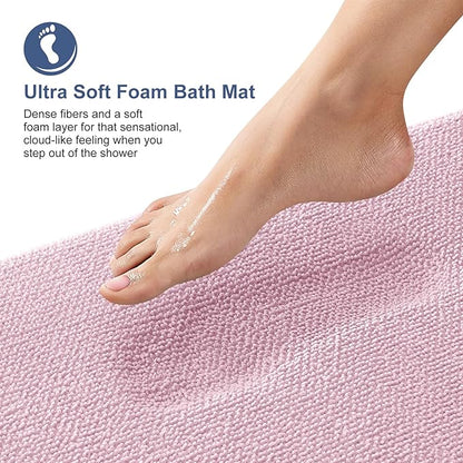OLANLY Thick Memory Foam Bath Mat Rug 44x24, Extra Soft Absorbent Bathroom Rug, Quick Dry Bath Mats, Non-Slip, Machine Washable Carpet for Bathroom, Tub and Shower, Home Decor Accessories, Dusty Rose