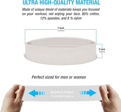 Suddora Workout Headband for Men and Women, Moisture-Wicking Athletic Sweatband, Lightweight Cotton Terry Cloth Bands for Basketball, Tennis, Football, Gym, Running, Cosplay & Costumes