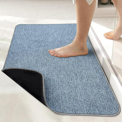 Bath Mat,Ultra Thin Bathroom Runner Rugs,Large Bath Mats for Bathroom,Quick Dry,Non-Slip,Machine Washable,Low Pile,Bath Rug,Shower Outside,Sink,Home Decor Accessories.Blue,3'x6'(36x72inch)