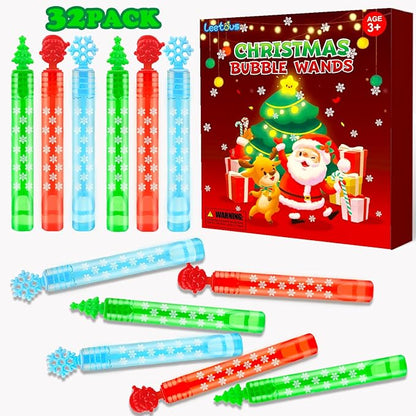 Christmas Goodie Bag Stocking Stuffers Fillers for Kids 32 Pack, Mini Bubbles Classroom Toys Gifts Party Favors Supplies for Toddlers, Xmas Small Holiday Class Treat Prize Stuff Activities for Student