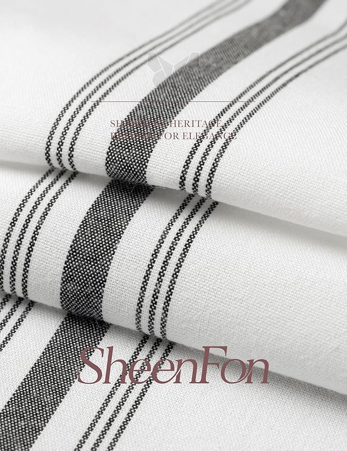 100% Polyester Napkin 18"x22", Dual-Stripe Border – Durable Decorative Napkins for Restaurants & Events, Black, Set of 12