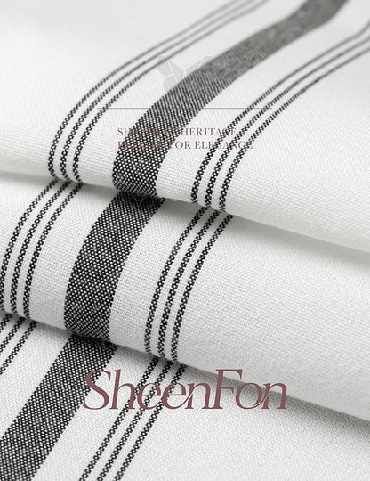 100% Polyester Napkin 18"x22", Dual-Stripe Border – Durable Decorative Napkins for Restaurants & Events, Black, Set of 12