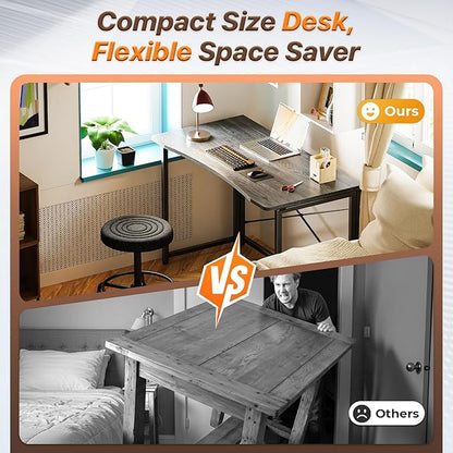Huuger Folding Desk for Small Spaces, 39.3 Inch Foldable Computer Table, for Home Office, Study, Bedroom, Dorm, Space Saving, Small Writing Work Office Computer Desk, Easy to Fold, Grey