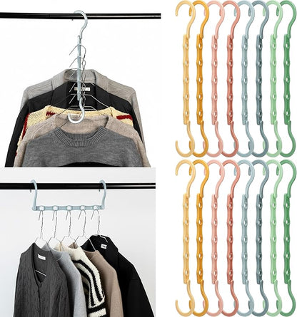Mr. Pen- Space Saving Hangers for Clothes, 16 pcs, Pastel Colors, Plastic Multi Clothes Hangers Space Saving, 5 Slots, 360° Rotating Hooks