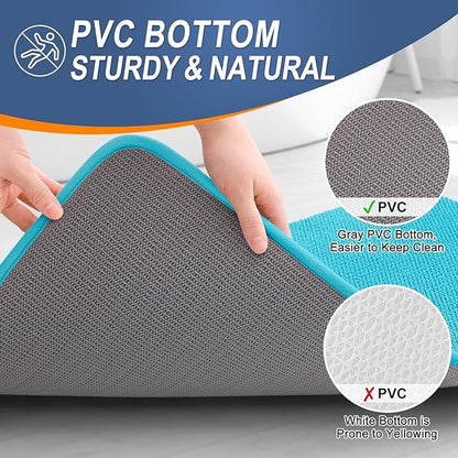 OLANLY Thick Memory Foam Bath Mats Rugs 44x24, Extra Soft Absorbent Bathroom Rug, Quick Dry Bath Mat, Non-Slip, Machine Washable Carpet for Bathroom, Tub and Shower, Home Decor Accessories, Aqua Sky