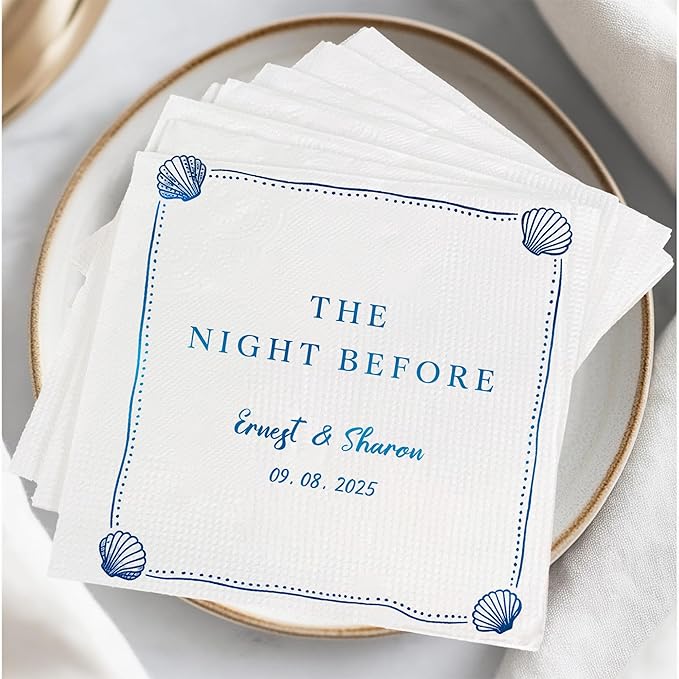 Luxury Custom Cocktail Napkins Wedding, Pack 50 100 150 500 Anniversary Party, Monogram Initials, Rehearsal Dinner Table Decor, Beverage & Luncheon, Saga Green, White Decor Style 3