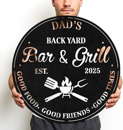 Custom BBQ Ranch Metal Sign, Personalized Grill Name Cut Wall Decor for Farmhouse Patio, Rustic Outdoor Barbecue Gift