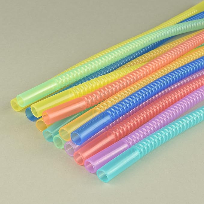 Bendable Straws - 11 inch Long Colored Flexible Straws - Bendy Drinking Straw Reusable - 14 Pack