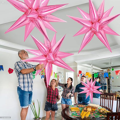 Katchon, Large Pink Star Balloons - 50 Pieces, 26 Inch | Pink Starburst Balloon | pink Spike Balloons for Baby Shower Decorations | Metallic pink Balloon for Bachelorette, Sweet 16 Party Deorations