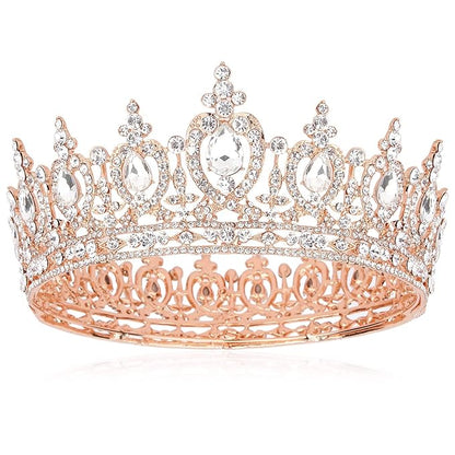 COCIDE Queen Crown for Women Rose Gold Crystal Tiara and Crown for Girl Rhinestones Hair Accessories for Wedding Bride Birthday Party Prom Bridal Bridesmaid (Clear Crystal + Rose Gold Tiara)