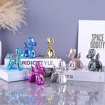 Silver Balloon Dog - Animal & Modern Sculpture Decor for Bedroom, Office & Preppy Room