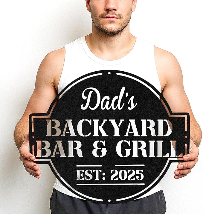 Custom BBQ Porch Metal Sign, Personalized Grill Name Cut Wall Decor for Outdoor Deck, Rustic Backyard Barbecue Gift