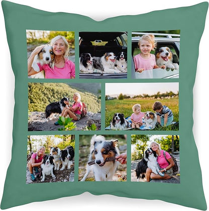 Be Burgundy Custom 8 Photo Pillow Cover 16x16 Inch – Personalized Collage Picture Pillow, Custom Throw Pillowcase, Optional Background Color, Gift for Family, Friends, Couples