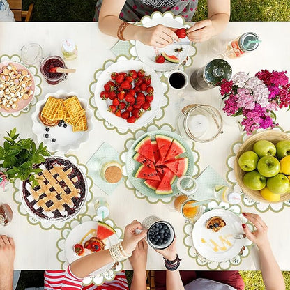 100 Pcs Woodland Baby Shower Decorations 13.5" Scalloped Woodland Animals Paper Placemats Disposable Jungle Animals Table Place Mats for Wild Animal Birthday Party Supplies