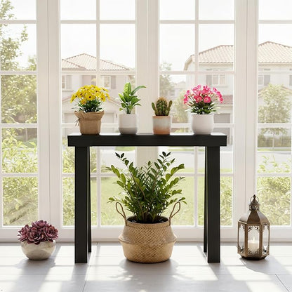Plank+Beam Solid Wood Console Table, 36 Inch, Sofa Table, Narrow Entryway Table for Hallway, Behind The Couch, Living Room, Foyer, Easy Assembly, Black
