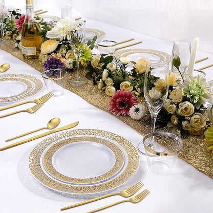 Matte Gold Silverware Set, VANVRO 40-Piece Stainless Steel Flatware Set, Satin Finish tableware Cutlery Set, Service for 8, Home and Restaurant, Dishwasher Safe