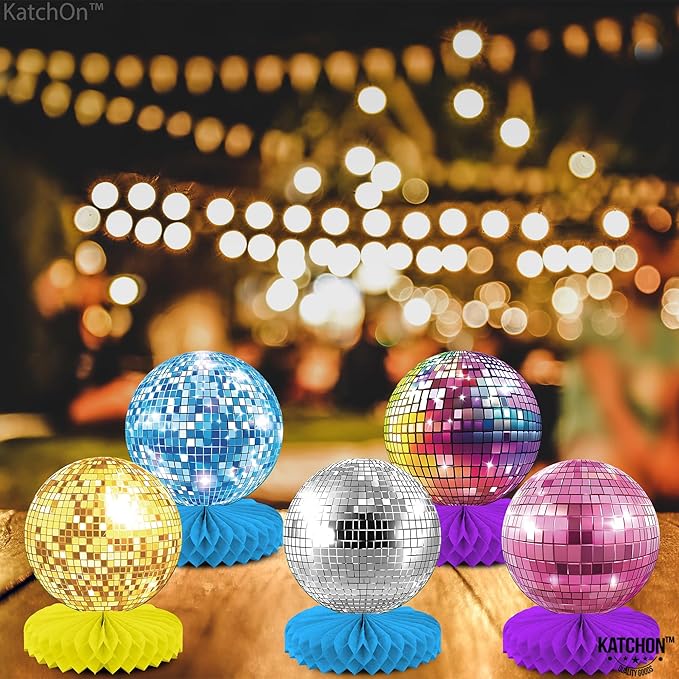 KatchOn, Disco Ball Centerpieces - Pack of 9 | New Years Centerpieces for New Years Decorations 2026 | Colorful Disco Ball for Disco Ball Party Decorations | 80s, 90s Theme Party Decorations