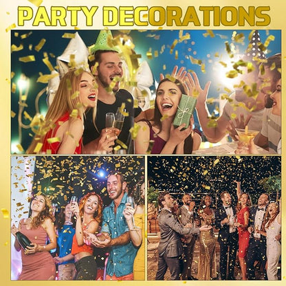 Sumind 200 Grams Gold Silver Large Metallic Confetti Rose Glitter Throwable Table Scatter Foil Confetti for Christmas Birthday Party Baby Shower Graduation Wedding Celebrations(Gold)