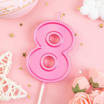 PHD CAKE 2.76 Inch Luxe Pink 8 Number Birthday Candles, Pink Number Candle, Cake Number Candles, Party Celebration