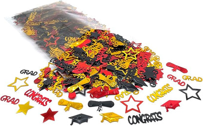 KatchOn, Shiny Congrats Grad Confetti 2025 - Pack of 1300 | Black, Red and Gold Graduation Confetti Class of 2025, Graduation Decorations 2025 | Class of 2025 Decorations