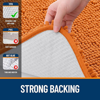 OLANLY Bathroom Rugs 24x16, Extra Soft Absorbent Chenille Bath Rugs, Rubber Backing Quick Dry, Machine Washable Bath Mats for Bathroom Floor, Tub and Shower, Home Decor Accessories, Clay