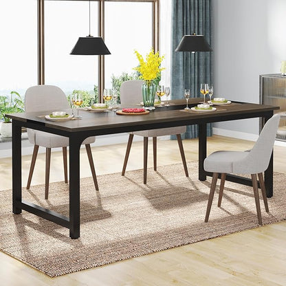 Tribesigns Modern Computer Desk, 70.8 x 31.5 inch Large Office Desk Computer Table Study Writing Desk Workstation for Home Office, Grey/Black
