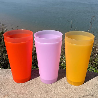 32-ounce Unbreakable Plastic Tumblers - Lightweight Large Drinking Cups set of 12, Reusable BPA-free Dishwasher Safe | Stackable