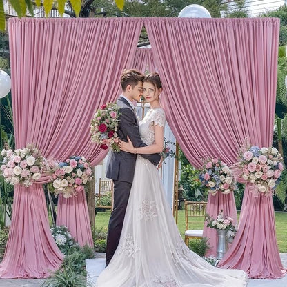 4 Panels Dusty Pink Backdrop Curtain for Parties Wedding Wrinkle Free Pink Photo Curtains Backdrop Drapes Fabric Decoration for Birthday Party Baby Shower 20ft(W) x 10ft(H)