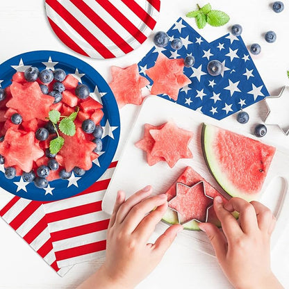 American Flag Patriotic Party Supplies Disposable dinner paper plates dessert paper plates Napkins and Cocktail napkins for Veterans Day Election Day 4th of July Independence Day Decorations, Serve 50