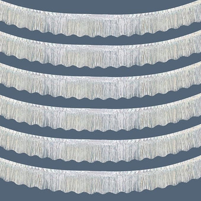 LOLStar 6 Pack Silver Foil Fringe Garland Christmas Party Decorations, 59Ft Tinsel Streamers Shiny Silver Wall Hanging Tinsel Fringe Banners for Wedding Birthday Anniversary New Year Party Decor