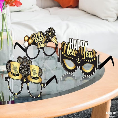 KatchOn, Happy New Year Glasses 2026 - Pack of 12 | New Years Eve Glasses, New Years Eve Party Supplies 2026 | Happy New Years Decorations 2026 | NYE Decorations 2026