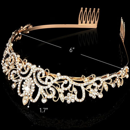 Princess Crown for Women, Crystal Queen Tiaras for Girls Bridal Hair Accessories Gifts for Birthday Wedding Prom, Bridal Party, Pageant, Halloween Christmas Costume