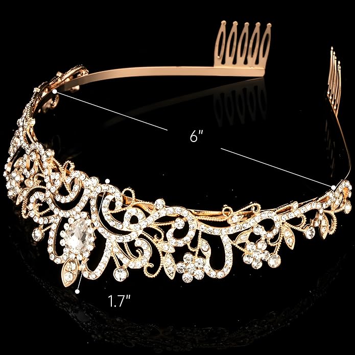 Princess Crown for Women, Crystal Queen Tiaras for Girls Bridal Hair Accessories Gifts for Birthday Wedding Prom, Bridal Party, Pageant, Halloween Christmas Costume